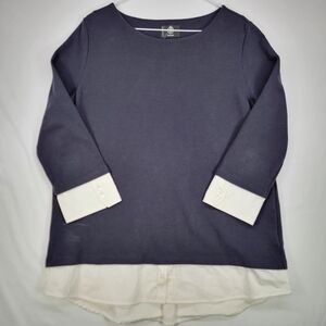 Bogner Dark Blue Top with White Accents Size XL